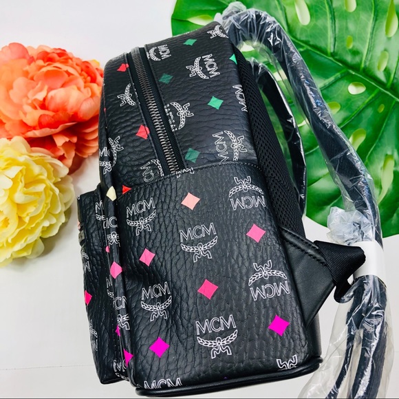 MCM Black rainbow diamond Backpack Small 32 - Picture 3 of 8